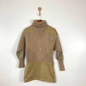 Vtg Claude Montana Alpaca & Leather Sweater